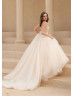 Spaghetti Straps Lace Tulle Corset Back Sparkly Wedding Dress